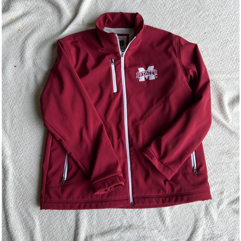 58 Sports Mississippi State Bulldogs Mens XL Maroon Softshell Full Zip Jacket